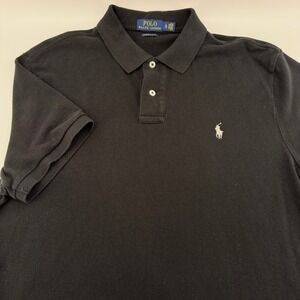 Polo Ralph Lauren Polo Shirt Mens XL Slim Fit Custom Black Short Sleeve Pique
